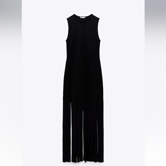 RARE ZARA LONG FRINGED DRESS - Picture 9 of 11